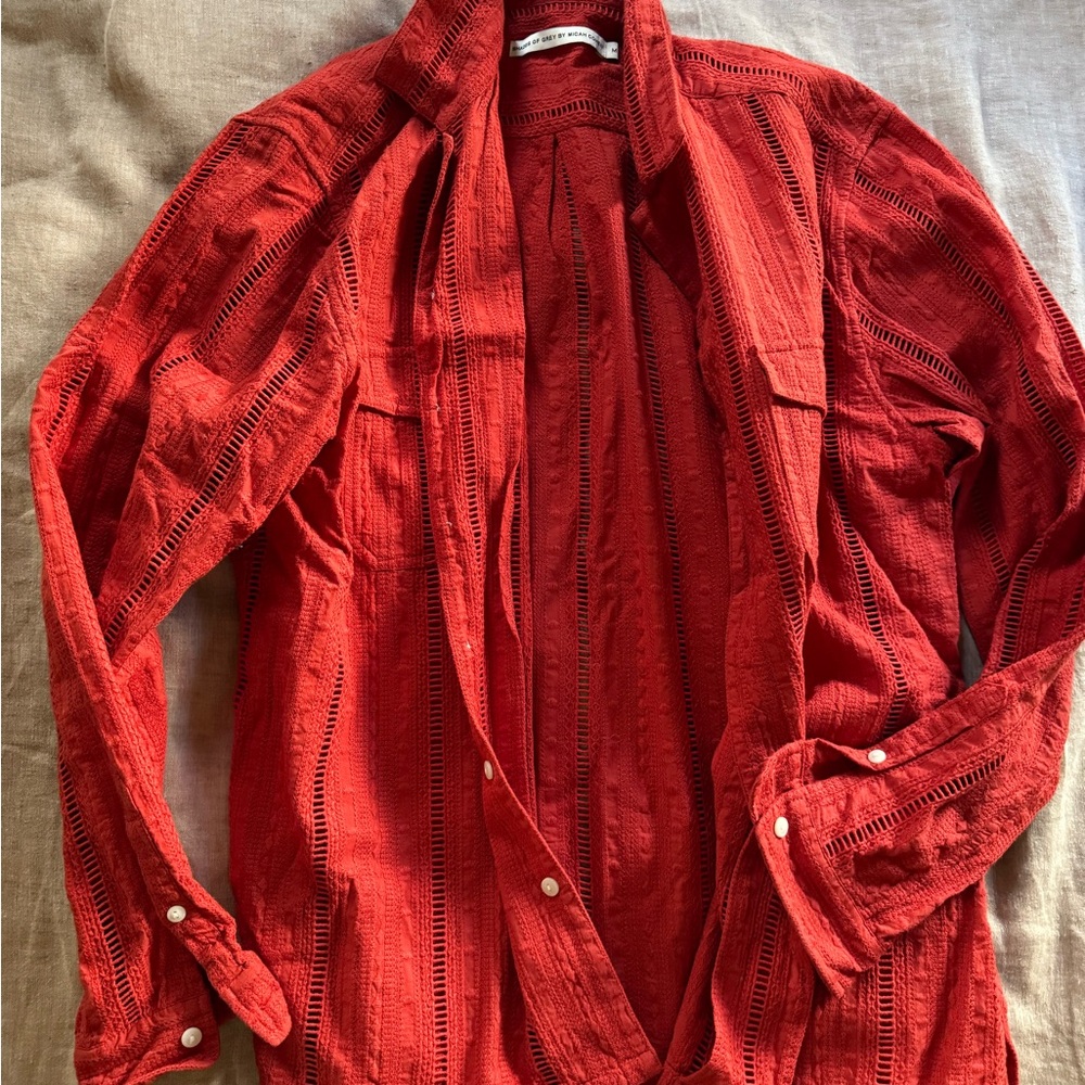 SHADES OF GREY BY MICAH COHEN Red Casual Button Down Shirt